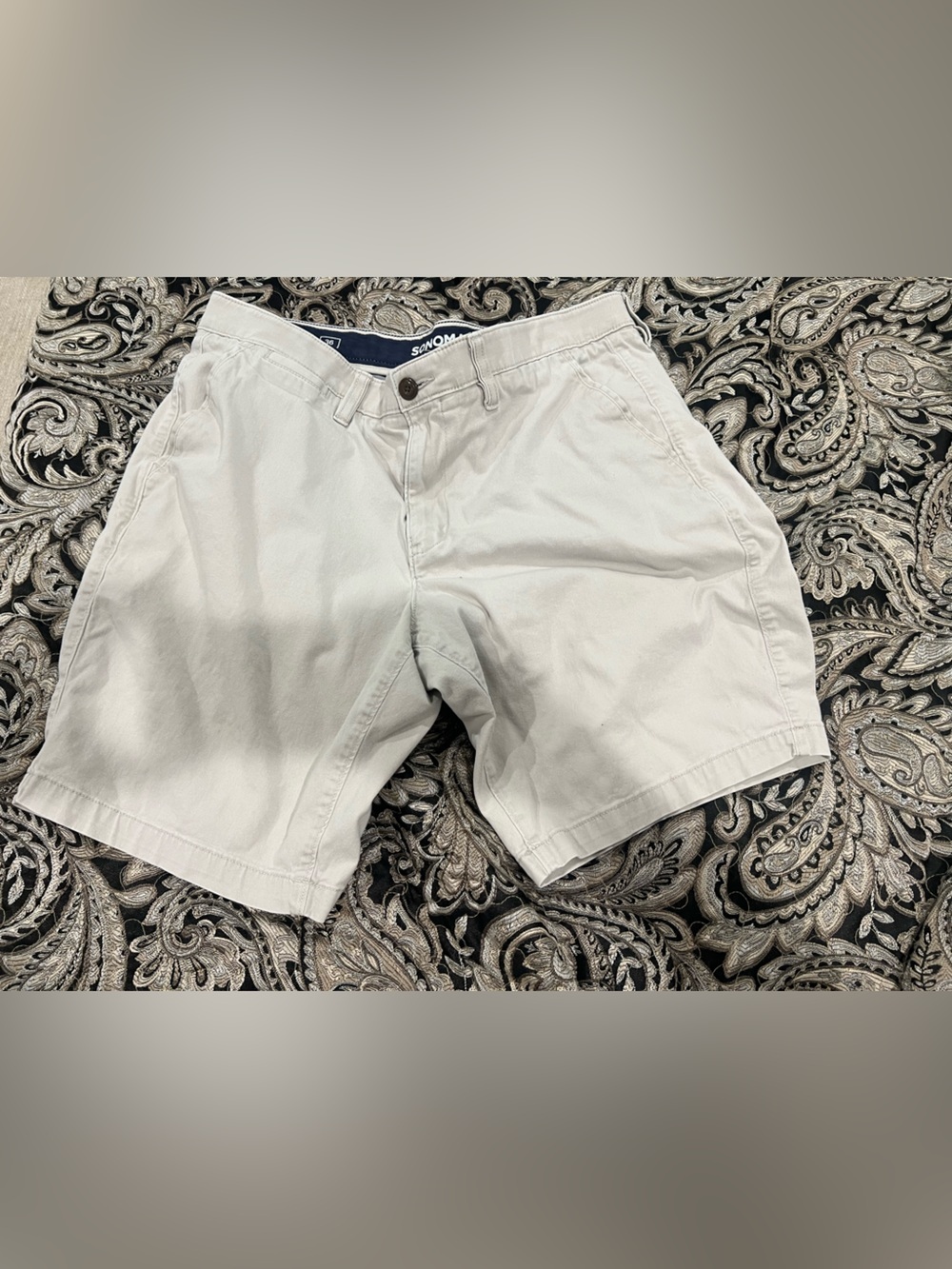 Sonoma Navy and Light Gray Patterned Swim Trunks